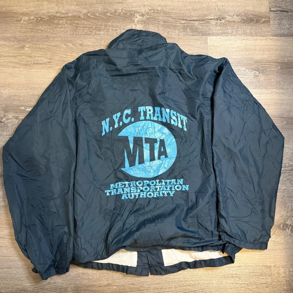 Vintage NYC Transit MTA Coaches Jacket Navy Blue Angel Auburn Sportswear Large